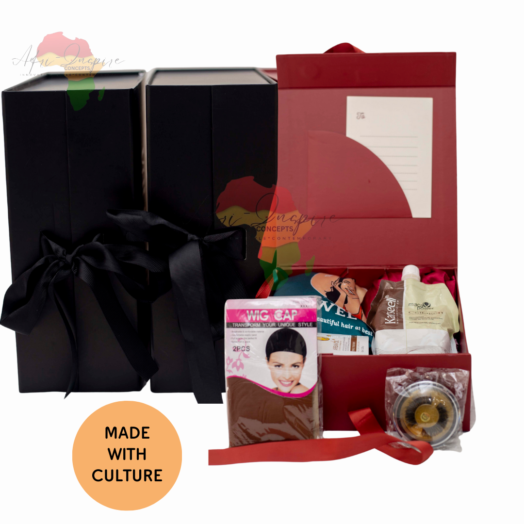 Luxury Hair Glam Gift Box – Fringe Human Hair, Navensi, Collagen Conditioner & Satin Bonnet Set