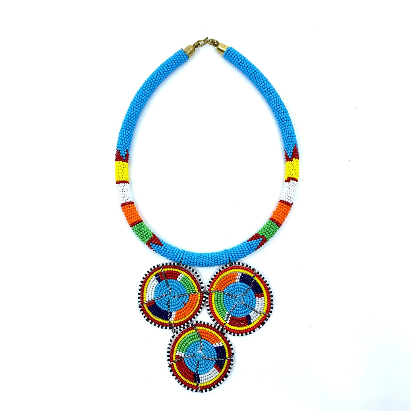 Trinity Orbit Beaded Necklace – Handcrafted African Statement Jewelry