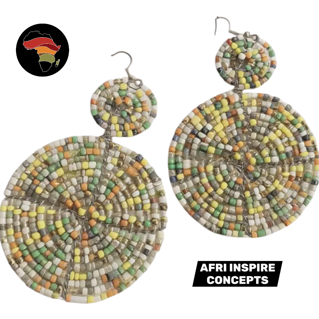 African Handmade Beaded Earrings – Bold, Colorful & Culturally Inspired