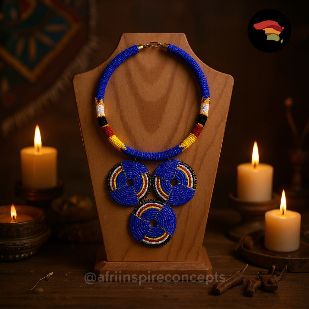 Trinity Orbit Beaded Necklace – Handcrafted African Statement Jewelry
