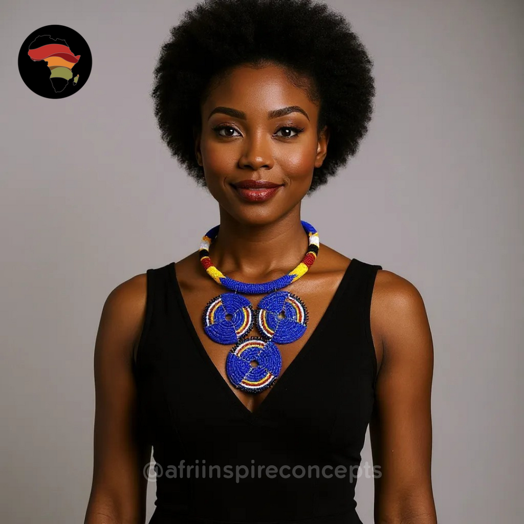 Trinity Orbit Beaded Necklace – Handcrafted African Statement Jewelry
