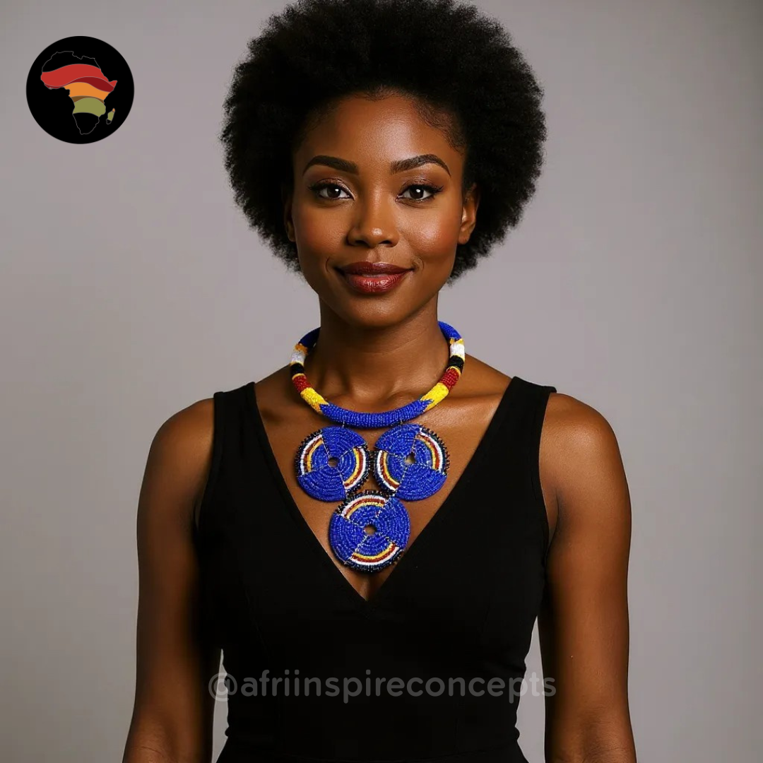 Trinity Orbit Beaded Necklace – Handcrafted African Statement Jewelry
