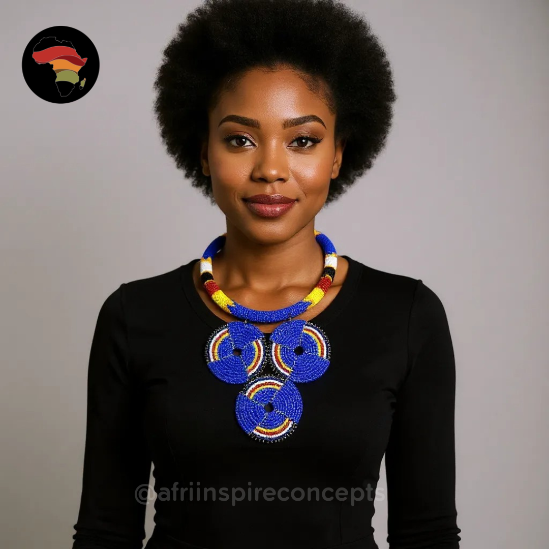 Trinity Orbit Beaded Necklace – Handcrafted African Statement Jewelry