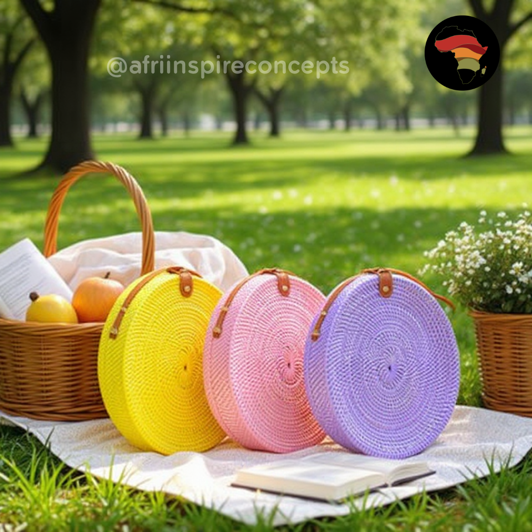 Plain Round Rattans Bag (L) – Minimalist, Handwoven & Naturally Beautiful