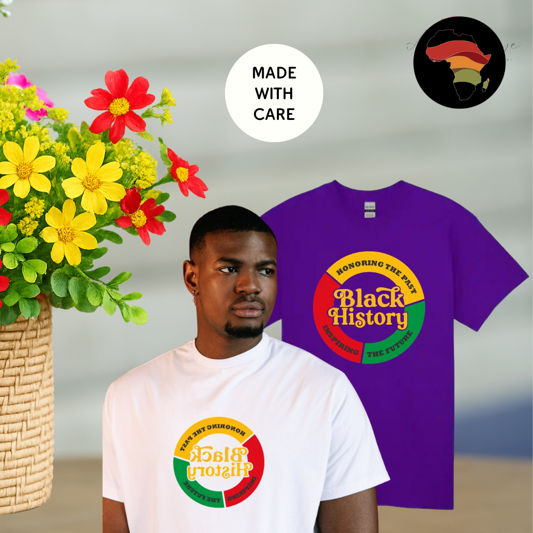Black History Pride T-Shirt – Bold, Comfortable & Culture-Rich (Available in White, Purple & Gray and comes in a box)