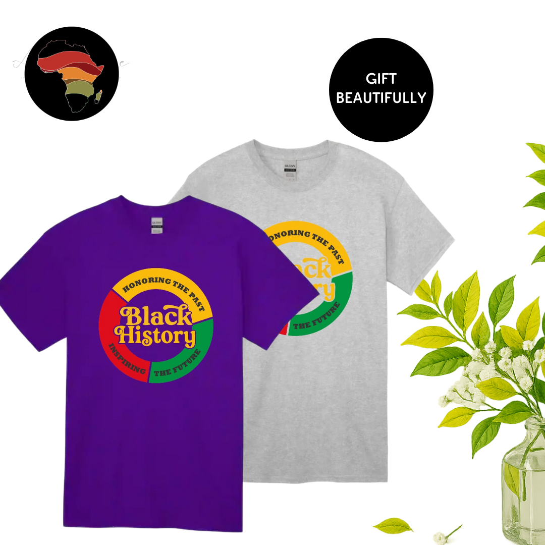 Black History Pride T-Shirt – Bold, Comfortable & Culture-Rich (Available in White, Purple & Gray and comes in a box)