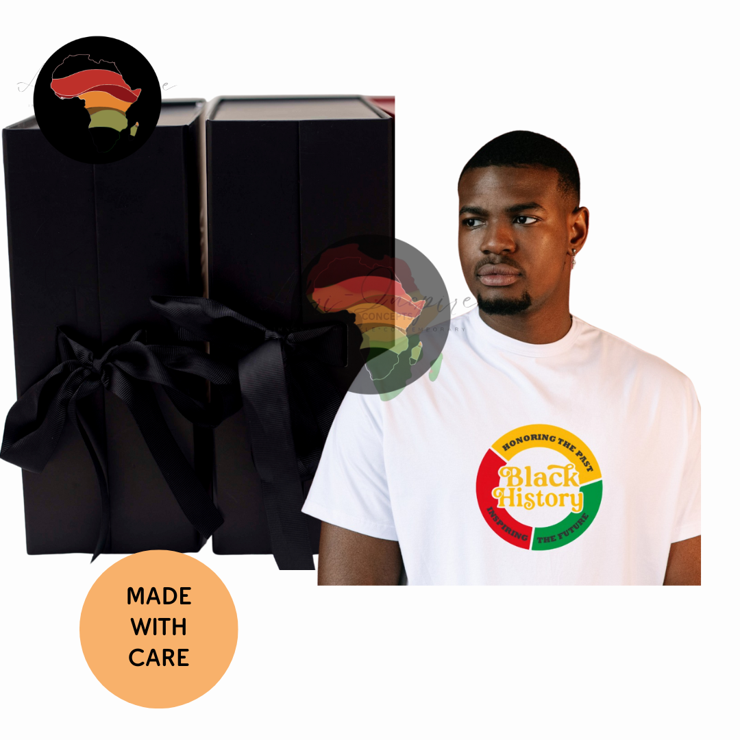 Black History Pride T-Shirt – Bold, Comfortable & Culture-Rich (Available in White, Purple & Gray and comes in a box)