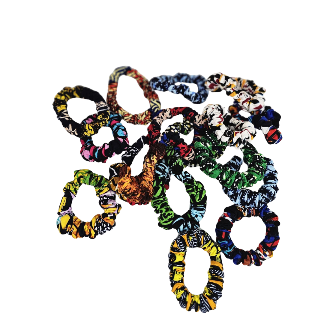 African Print Cotton Scrunchies – Stylish, Gentle & Handmade Hair Accessory (Small)