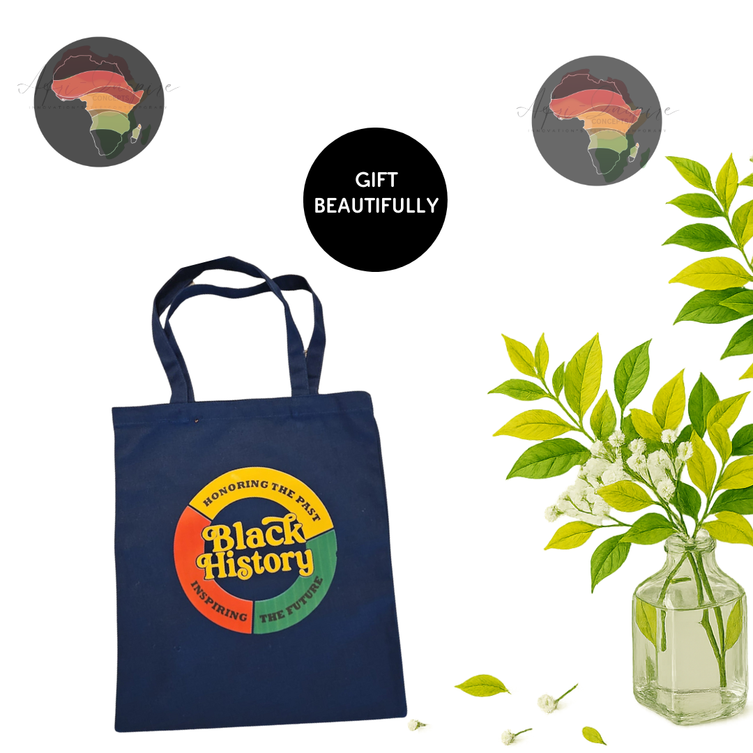 Black History Empowerment Tote Bag – Bold, Reusable & Culture-Inspired Canvas Carryall (comes in a box)