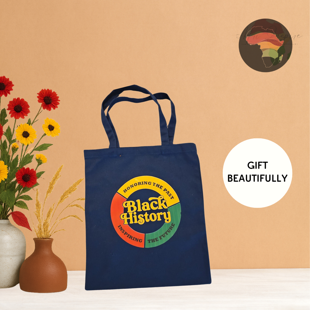 Black History Empowerment Tote Bag – Bold, Reusable & Culture-Inspired Canvas Carryall (comes in a box)