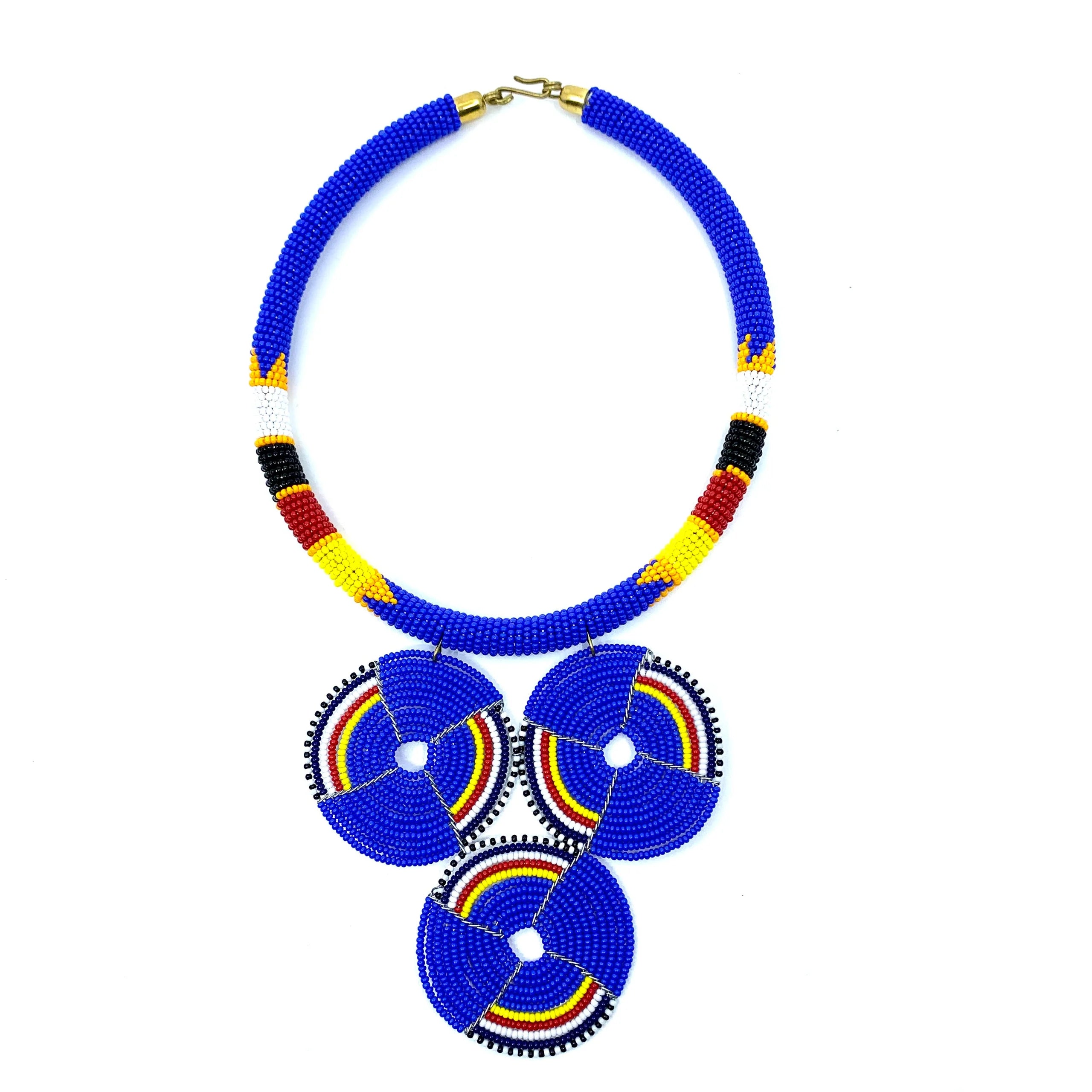 Trinity Orbit Beaded Necklace – Handcrafted African Statement Jewelry