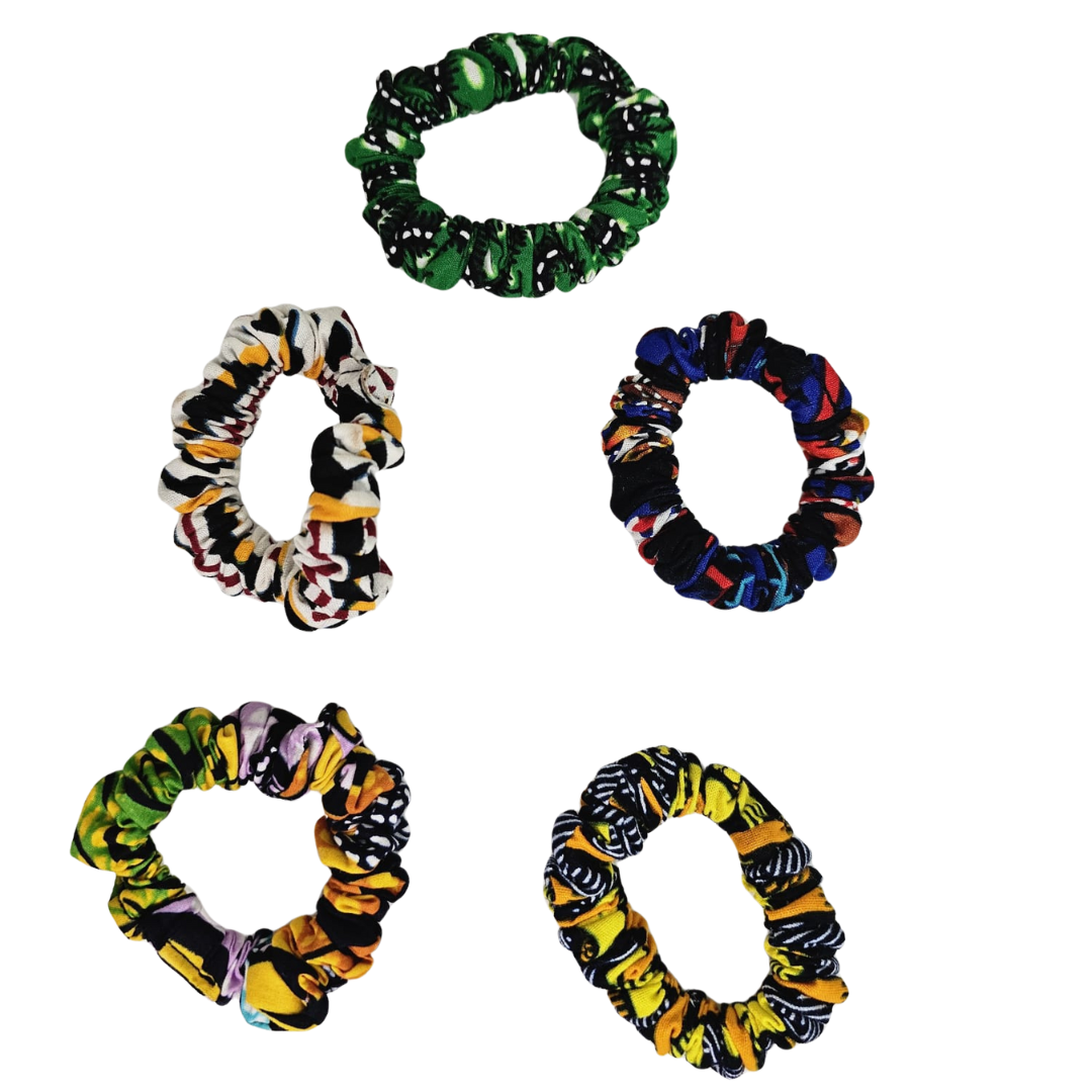 African Print Cotton Scrunchies – Stylish, Gentle & Handmade Hair Accessory (Small)