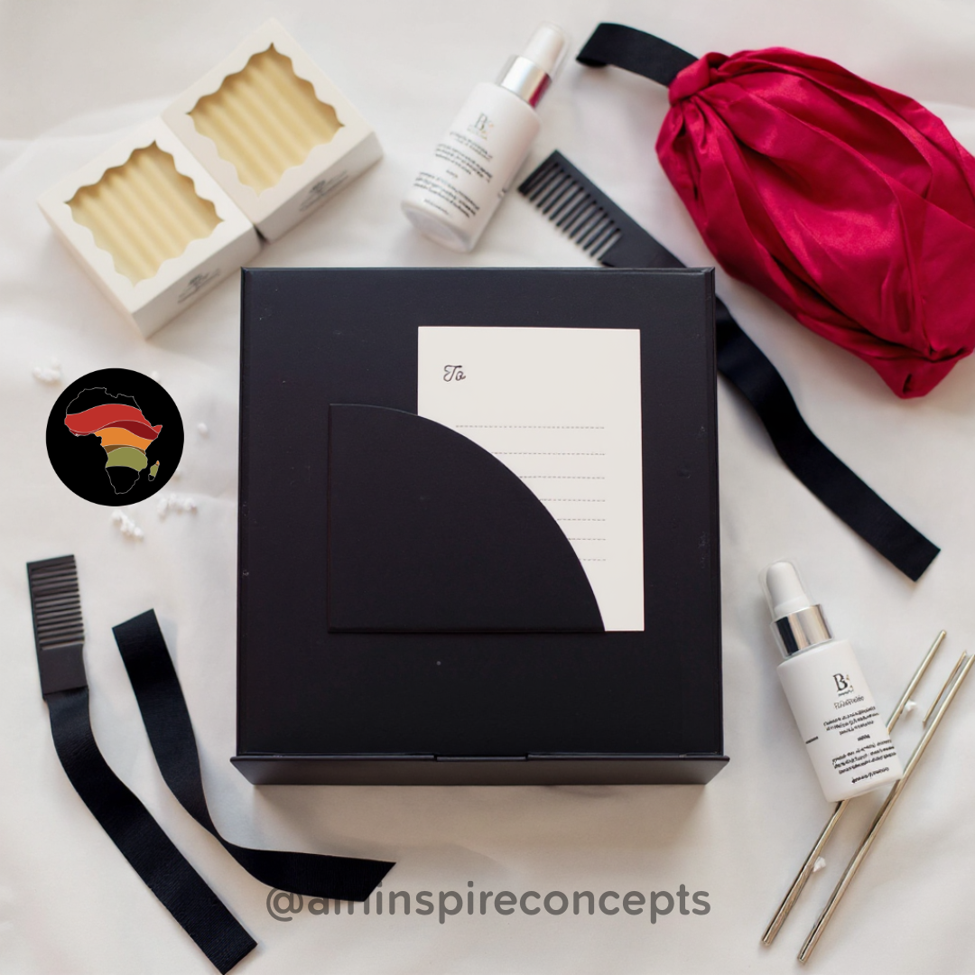 Crown Care Essentials Gift Box – Hair Soap, Spray, Cream & Satin-Lined Bonnet for Nourished, Protected Hair