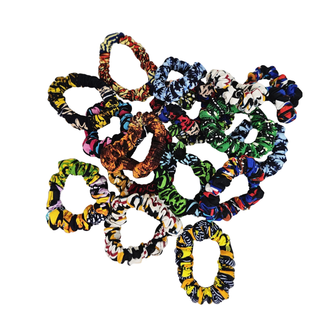 African Print Cotton Scrunchies – Stylish, Gentle & Handmade Hair Accessory (Small)
