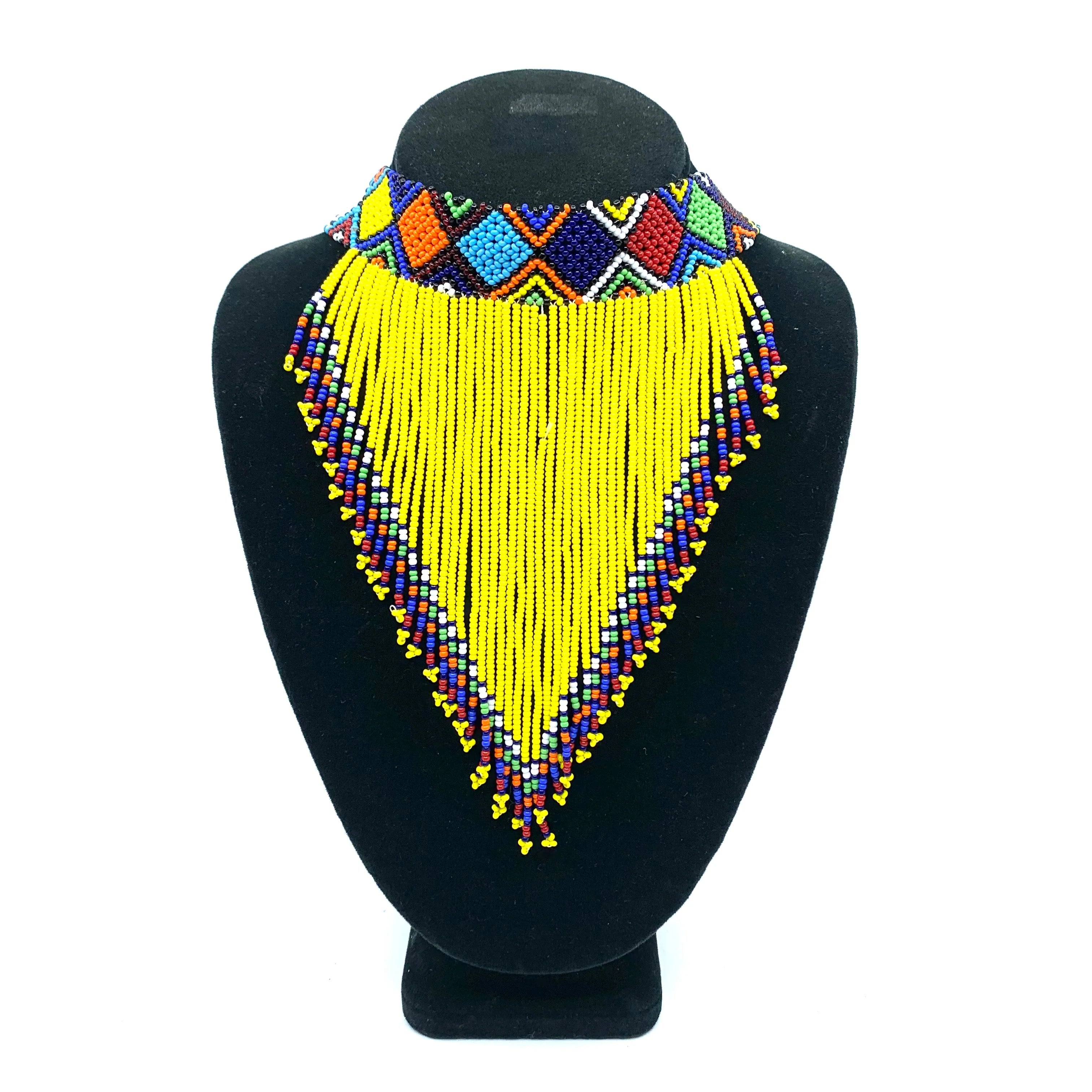Zuri Beaded Cascade Choker Set – Elegant African Beadwork Necklace & Earrings