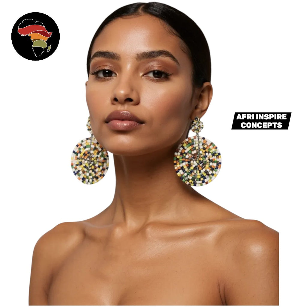African Handmade Beaded Earrings – Bold, Colorful & Culturally Inspired
