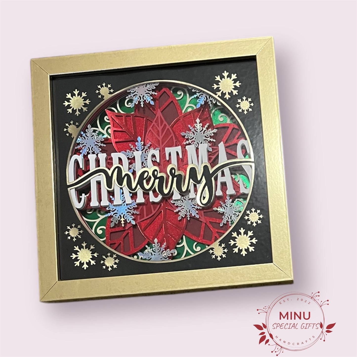 Shadow Box - Merry Christmas (Flowers)