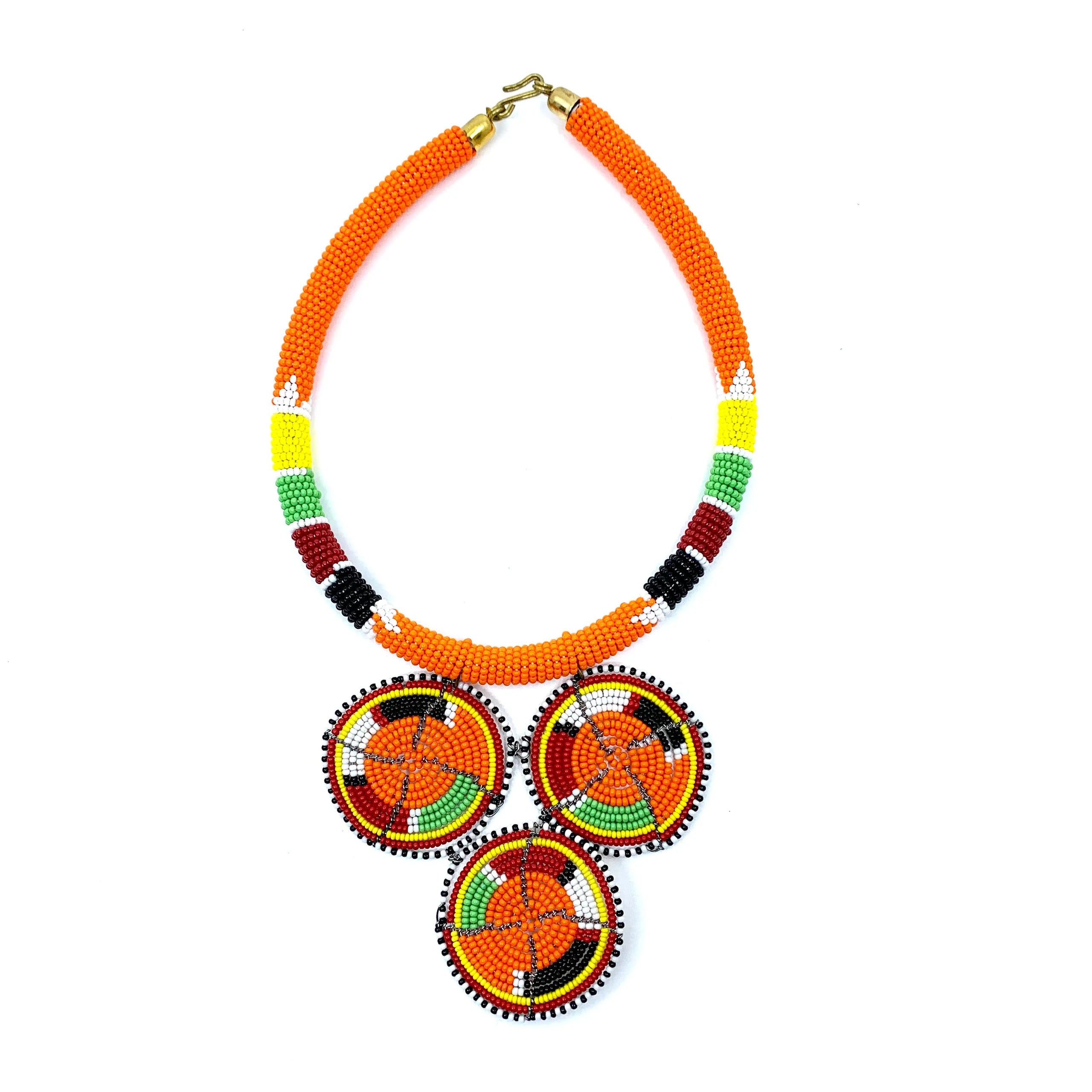 Trinity Orbit Beaded Necklace – Handcrafted African Statement Jewelry