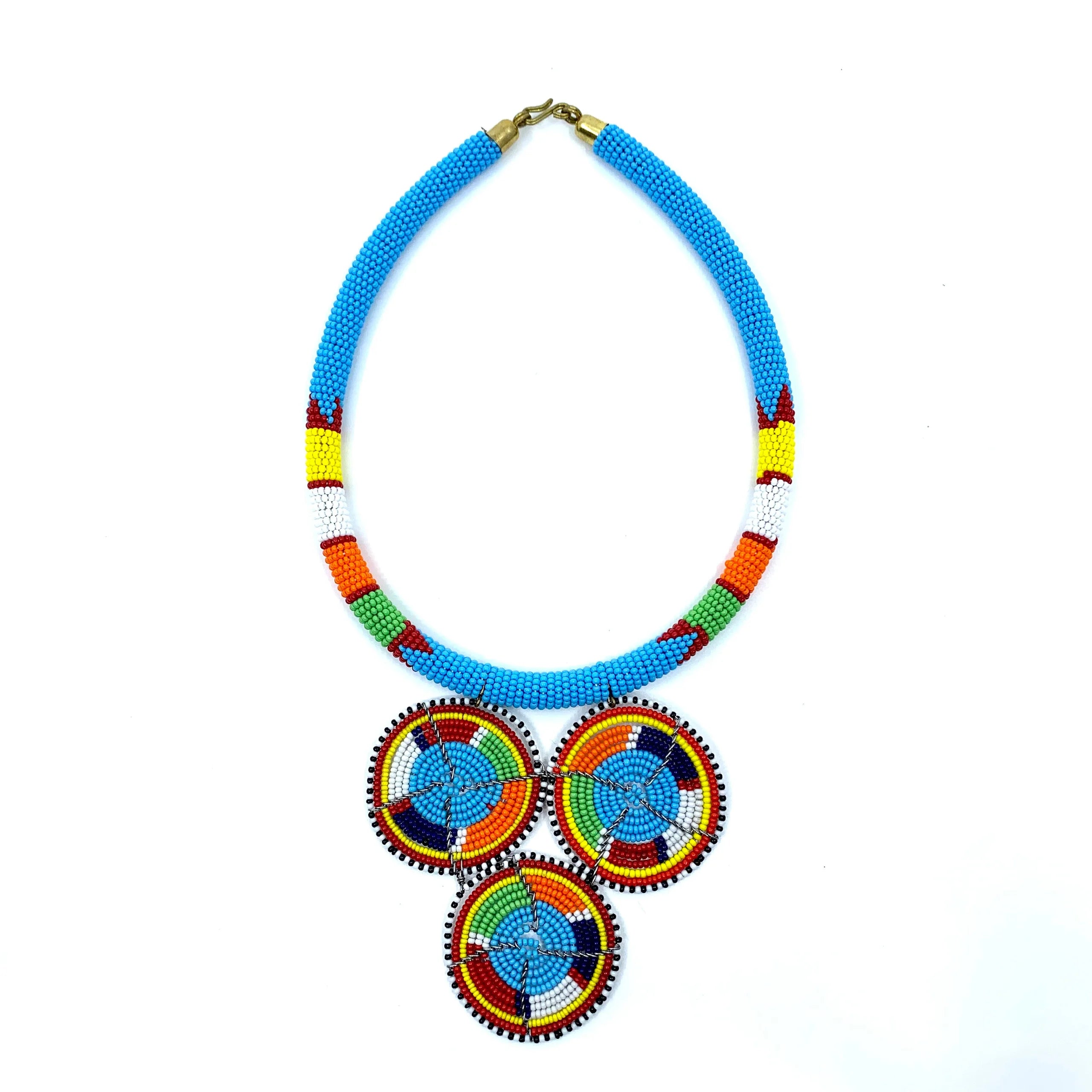 Trinity Orbit Beaded Necklace – Handcrafted African Statement Jewelry