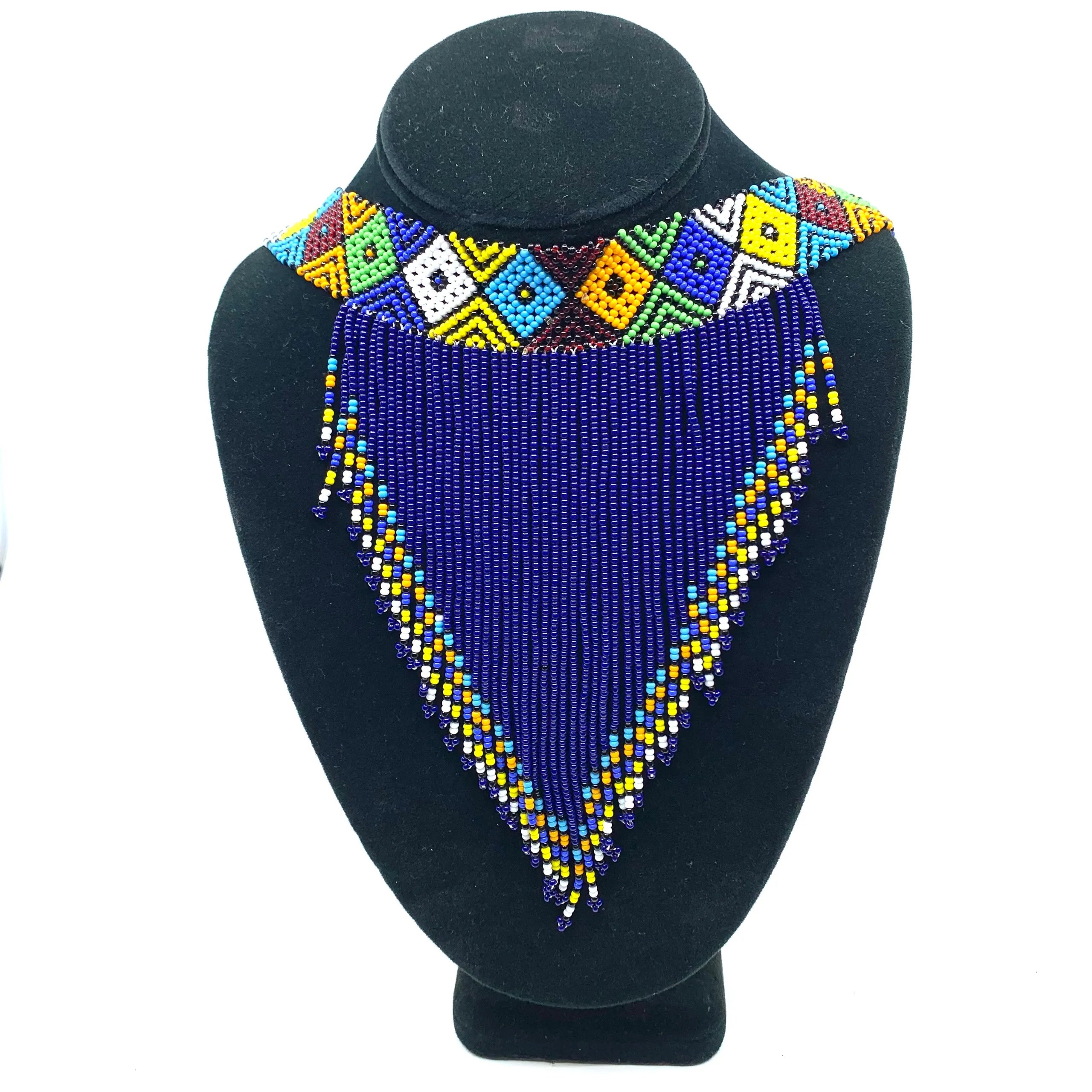Zuri Beaded Cascade Choker Set – Elegant African Beadwork Necklace & Earrings